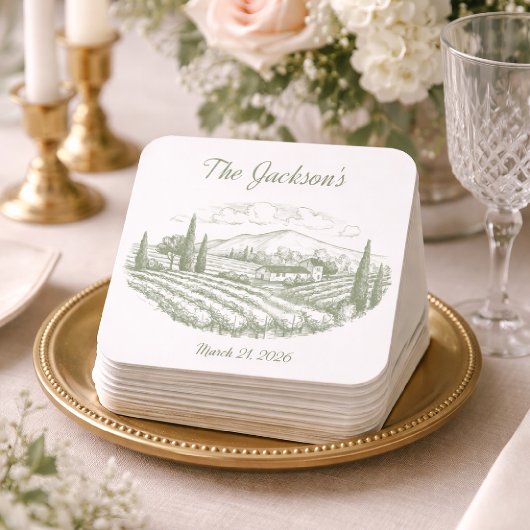 Personalized Vineyard Wedding Coasters  Kartonnen Onderzetters