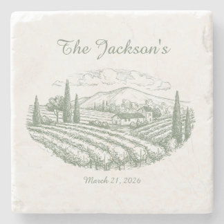 Personalized Vineyard Wedding Coasters Stenen Onderzetter