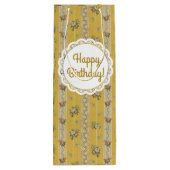 Personalized Vintage Antique Wallpaper Yellow  Wijn Cadeautas (Achterkant)