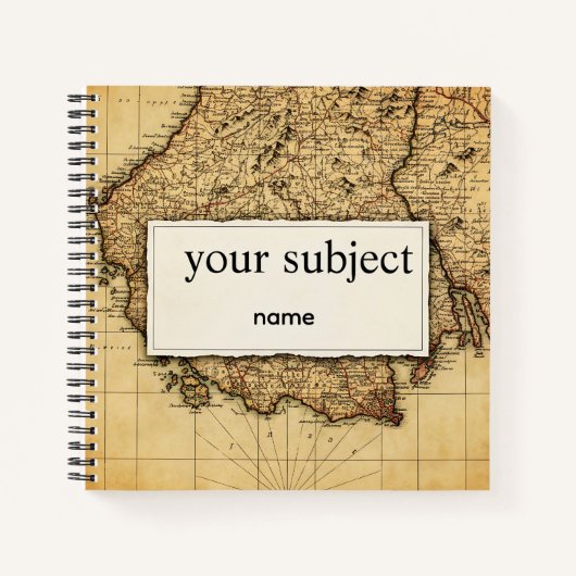 Personalized Vintage Antique World Map Notebook -  Notitieboek (Voorkant)
