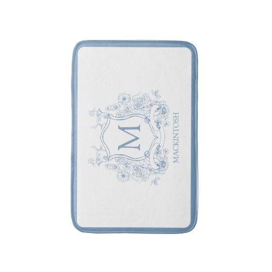 Personalized Vintage Blue Bath Mat (Voorkant Verticaal)