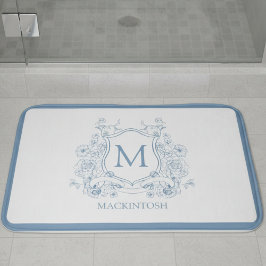 Personalized Vintage Blue Bath Mat