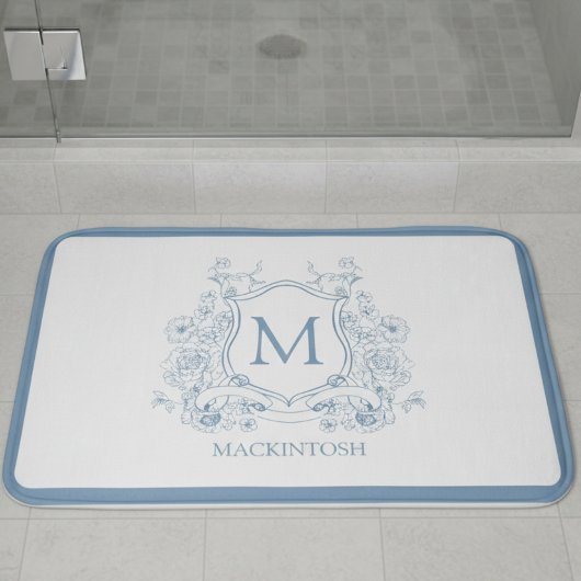 Personalized Vintage Blue Bath Mat
