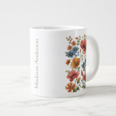 Personalized Vintage Botanical Poppies Grote Koffiekop (Voorkant rechts)