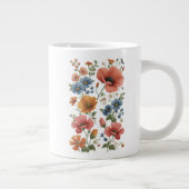 Personalized Vintage Botanical Poppies Grote Koffiekop (Rechts)