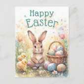 Personalized Vintage Bunny Chicks And Easter Eggs Briefkaart (Voorkant)