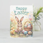 Personalized Vintage Bunny Chicks And Easter Eggs Feestdagenkaart (Staand voorkant)