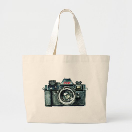 Personalized Vintage Camera Tote Bag (Voorkant)