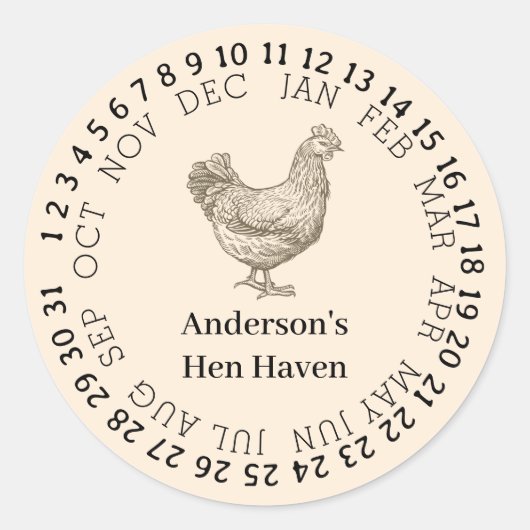 Personalized vintage chicken farm ronde sticker (Voorkant)