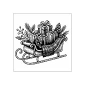 Personalized Vintage Christmas Sleigh with Gifts Rubberstempel (Afrduk)