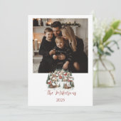 Personalized Vintage Christmas Town Feestdagenkaart (Staand voorkant)