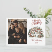 Personalized Vintage Christmas Town Feestdagenkaart (Staand voorkant)