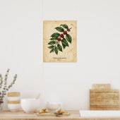 Personalized Vintage Coffee Plant Botanical Poster (Keuken)