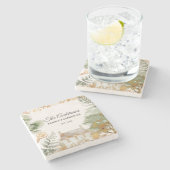 Personalized Vintage Country House Family Name Stenen Onderzetter (Zijkant)