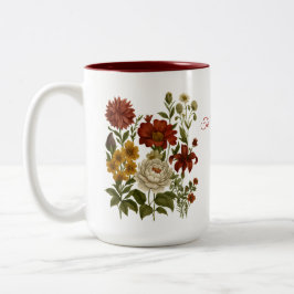 Personalized Vintage Floral Mug, Custom Name Gift Tweekleurige Koffiemok
