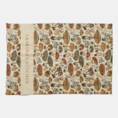 Personalized Vintage Forest Mushroom Pattern  Theedoek (Horizontaal)