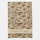 Personalized Vintage Forest Mushroom Pattern  Theedoek (Verticaal)