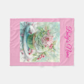 Personalized Vintage Pink Christmas Baby Blanket Fleece Deken (Voorkant (Horizontaal))
