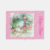 Personalized Vintage Pink Christmas Baby Blanket  Fleece Deken (Voorkant (Horizontaal))