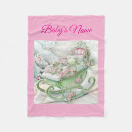 Personalized Vintage Pink Christmas Baby Blanket Fleece Deken
