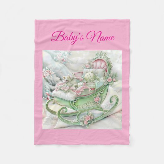 Personalized Vintage Pink Christmas Baby Blanket  Fleece Deken (Voorkant)