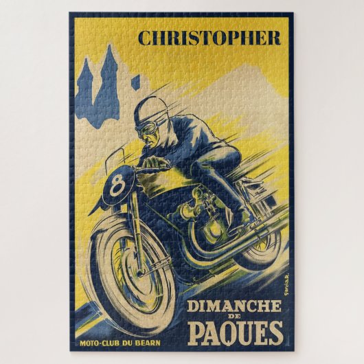 Personalized Vintage Retro Motorcycle Racing Art Legpuzzel (Verticaal)