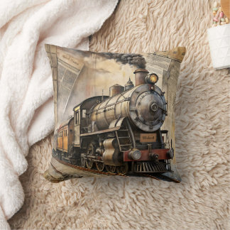 Personalized Vintage Steam Train Retro Travel Kussen