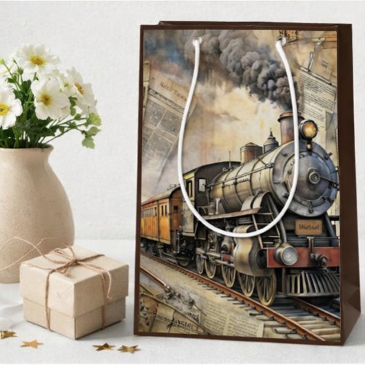 Personalized Vintage Steam Train | Train Gift Medium Cadeauzakje