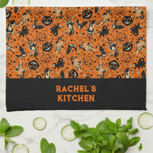 Personalized Vintage Style Halloween Theedoek (Gevouwen)