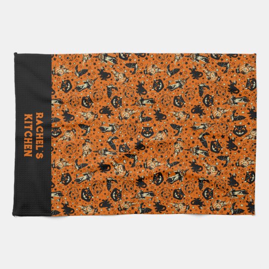 Personalized Vintage Style Halloween Theedoek (Horizontaal)