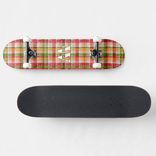 Personalized Vintage Tartan Plaid Print Persoonlijk Skateboard (Horizontaal)