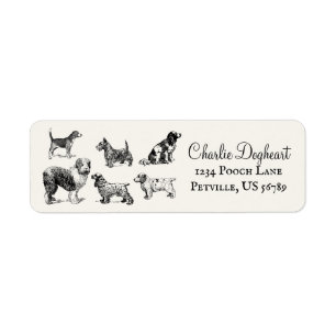 Personalized Vintage Victorian Various Dog Breeds Etiket