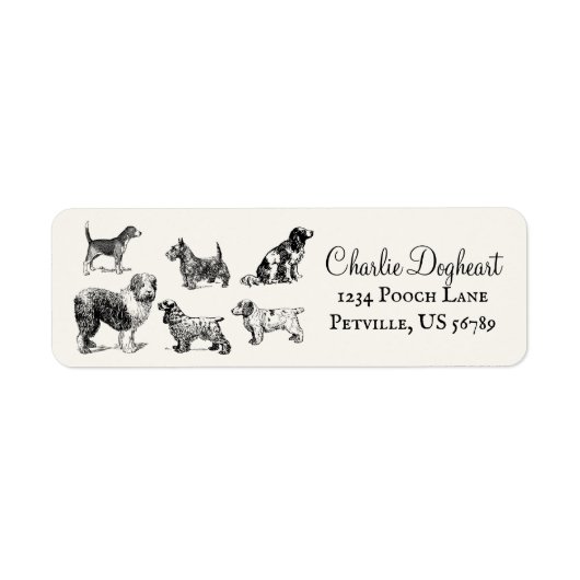 Personalized Vintage Victorian Various Dog Breeds Etiket (Voorkant)