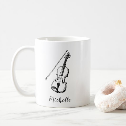 Personalized Vintage Violin musical Koffiemok (Met donut)