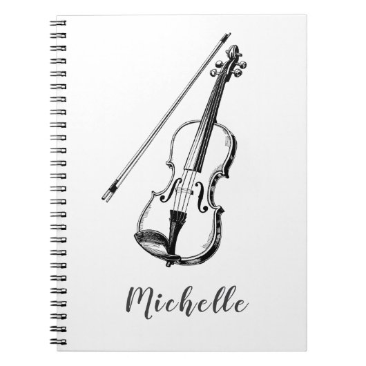 Personalized Vintage Violin musical Notitieboek (Voorkant)