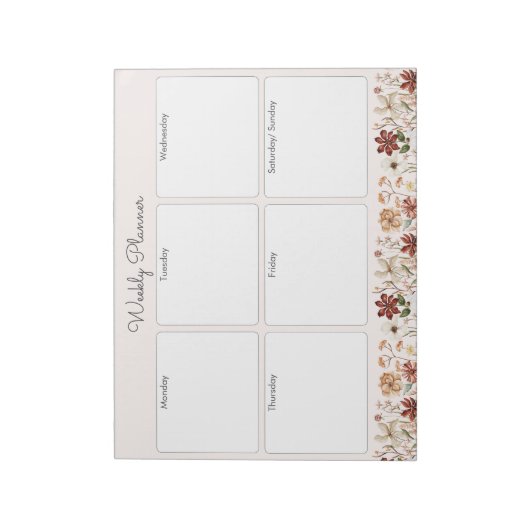 Personalized Vintage Wildflower Weekly Planner Notitieblok (Linkerzijde)