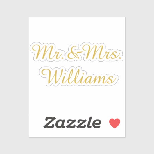 Personalized Vinyl Custom Wedding Sign Gold Name Sticker (Vel)