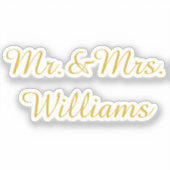 Personalized Vinyl Custom Wedding Sign Gold Name Sticker (Voorkant)