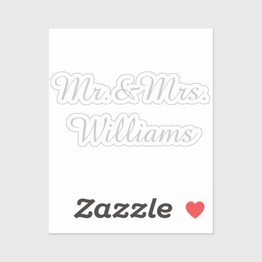 Personalized Vinyl Custom Wedding Sign Silver Name Sticker (Vel)