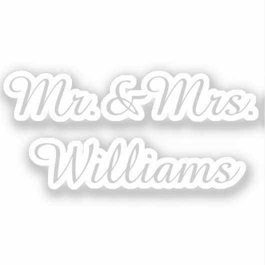 Personalized Vinyl Custom Wedding Sign Silver Name Sticker (Voorkant)