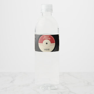 Personalized Vinyl Record Food & Beverage Label Se Waterfles Etiket