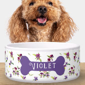 Personalized Violet Purple Floral Voerbakje