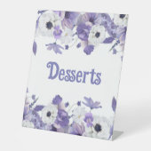 Personalized Violet Purple Flowers Wedding Reclamebord Met Voetstuk (Voorkant)