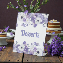 Personalized Violet Purple Flowers Wedding Reclamebord Met Voetstuk