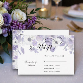 Personalized Violet Purple Flowers Wedding RSVP Kaartje