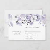 Personalized Violet Purple Flowers Wedding RSVP Kaartje (Voorkant)
