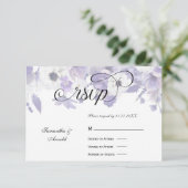 Personalized Violet Purple Flowers Wedding RSVP Kaartje (Staand voorkant)