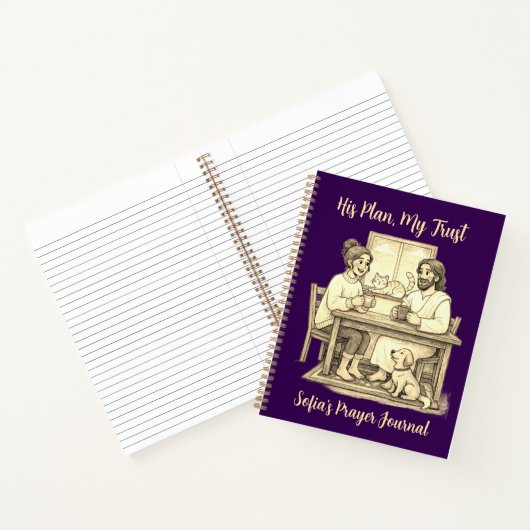Personalized Violet Sepia Jesus Notebook Notitieboek (Binnen)