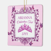Personalized Violet Tiara & Butterflies Keepsake Keramisch Ornament (Links)