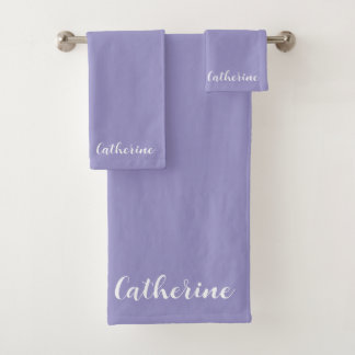 Personalized Violet Towels Set with Name Bad Handdoek